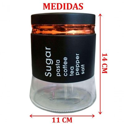 Frasco Pote Sugar De Vidro Porta Mantimentos Tampa Hermético