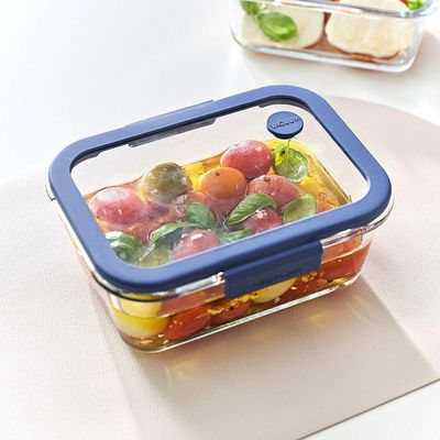 Pote De Vidro Hermético Retangular - Válvula Na Tampa De Vidro - 460ml - Glacé Z - Neoflam