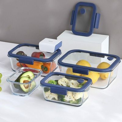 Pote De Vidro Hermético Retangular - Válvula Na Tampa De Vidro - 460ml - Glacé Z - Neoflam