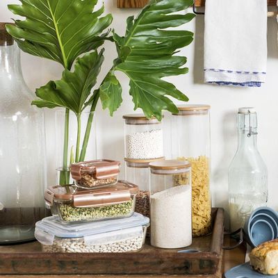 Pote De Vidro Com Tampa De Bambu Oikos 500ml Hermético Redondo