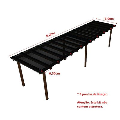 Kit Policarbonato Fume 4mm 8,00m X 3,00m - Perfis Naturais