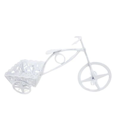 Bicicleta Decorativa Para Jardim Em Alumínio Fundido Branco