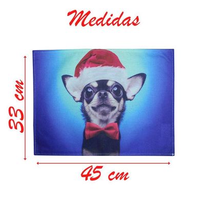 Jogo Americano Estampa Natal Cachorro Natalino 2 Peças
