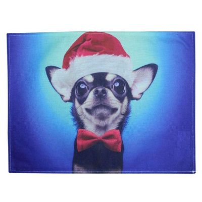 Jogo Americano Estampa Natal Cachorro Natalino 2 Peças