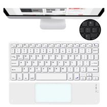 Kit Teclado e Mouse Touchpad para Tablet Bluetooth Recarregável Branco