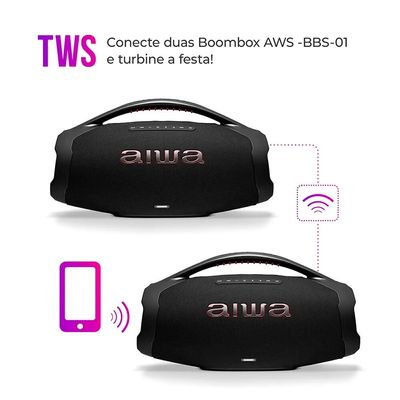 Caixa de Som Aiwa Boombox 200W RMS - AWS-BBS-01B Preto / Bivolt