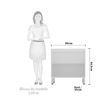 Balcão De Cozinha Sem Tampo 80cm 2 Portas Pérola Luciane Móveis