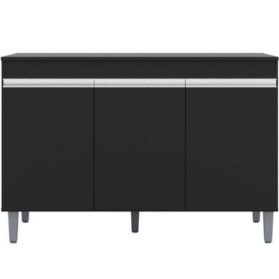 Balcão De Pia Para Cozinha 120 Cm Kadu 3 Portas Preto