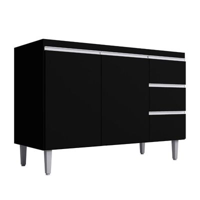 Balcão Para Pia Andréia 100 Cm 2 Portas Preto Ajl