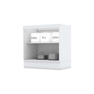 Balcão de Cozinha Americana 2 Portas c/Tampo 80cm Cinza - Henn