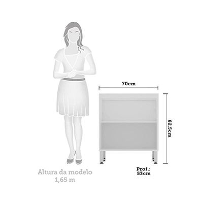 Balcão De Cozinha Sem Tampo 70cm 2 Portas Pérola Luciane Móveis