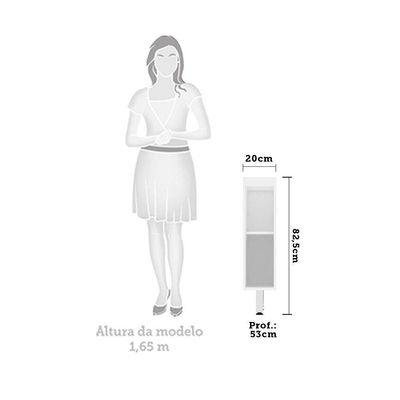 Balcão De Cozinha Sem Tampo 20cm 1 Porta Pérola Luciane Móveis