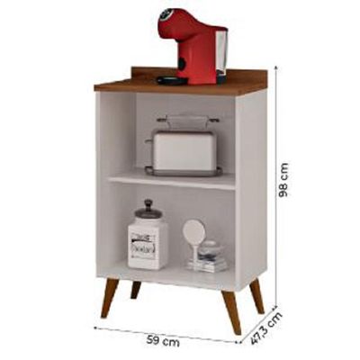 Balcão De Cozinha 1 Porta Com Tampo 0,59m Favorita Branco / Natura Branco Nature