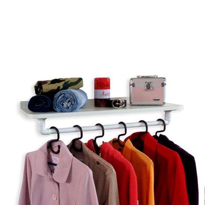 Cabideiro De Parede Suporte Roupas E Acessórios Branco Laca