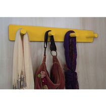Cabideiro De Parede Porta Bolsas Mochila Toalhas Pinos Amarelo Laca