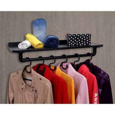 Cabideiro De Parede Suporte Roupas E Acessórios Preto Laca