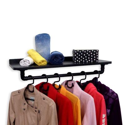 Cabideiro De Parede Suporte Roupas E Acessórios Preto Laca