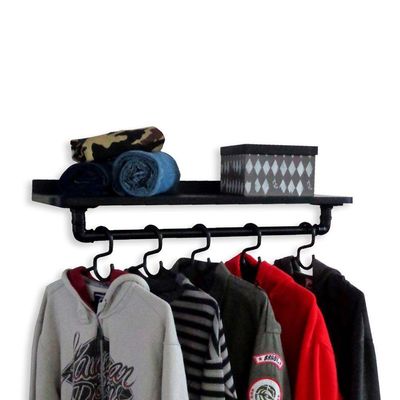 Cabideiro De Parede Suporte Roupas E Acessórios Preto Laca