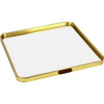 Bandeja Decorativa Para Servir Quadrada Home&co Com Espelho Metal 1x25x25cm Dourado