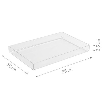 Bandeja De Acrílico Hara Transparente Dobrada Baixa 35x10 Cm