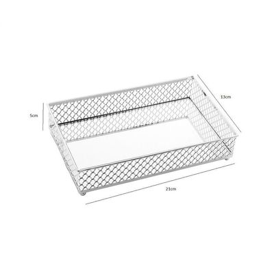 Bandeja De Metal Com Espelho Barcelona Prateada 4546 - Lyor