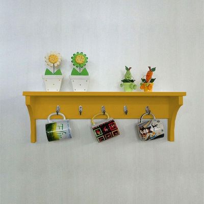 Cabideiro Prateleira Porta Utensílios De Cozinha Mochilas Bolsas Amarelo Laca