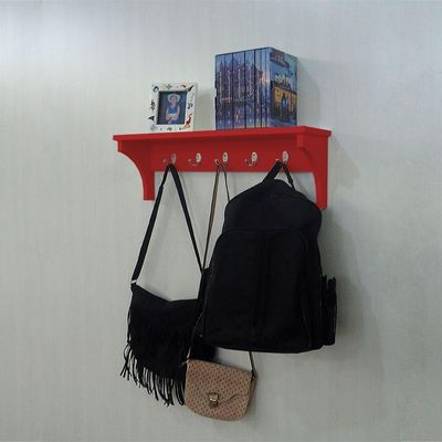 Cabideiro Prateleira Porta Utensílios De Cozinha Mochilas Bolsas Vermelho Laca
