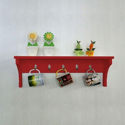 Cabideiro Prateleira Porta Utensílios De Cozinha Mochilas Bolsas Vermelho Laca