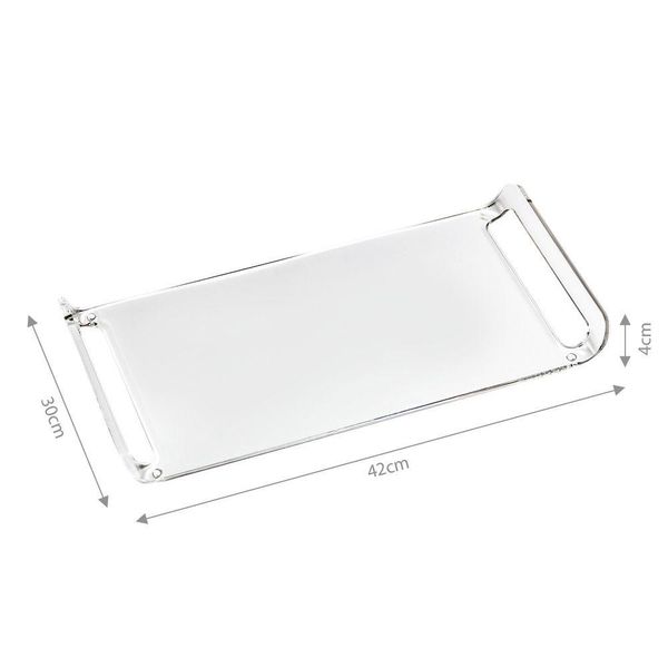 Bandeja Acrílica Hara Transparente Dobrada 42x30x4 Cm