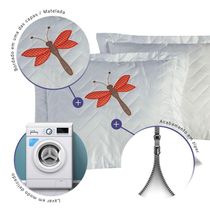 Kit 02 Capas De Almofadas 45cm X 45cm 2 Peças Bordada Libélula 100% Poliéster - Branco