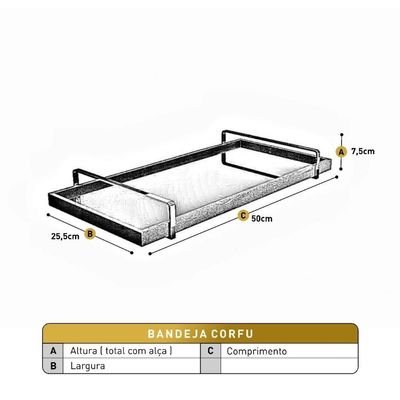 Bandeja Espelhada Corfu Alça Prata Luxo Castellar Móbile Off White