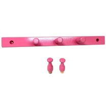 Cabideiro Em Madeira Para Parede/Porta Fixo Rosa