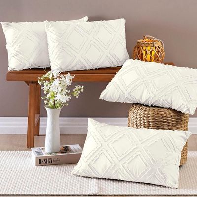 Capas De Almofadas Aveline 60cm X 30cm 04 Peças - Off White