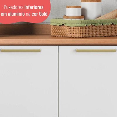 Balcão 80cm Sálvia 2 Portas Com Tampo 908101 Telasul Branco E Freijó