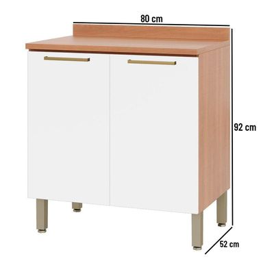 Balcão 80cm Sálvia 2 Portas Com Tampo 908101 Telasul Branco E Freijó