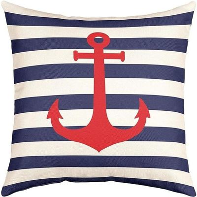 Capa Almofada Vermelha âncora Navegação Marítima 50x50cm