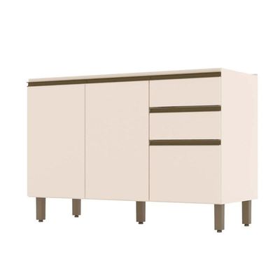 Balcão de Cozinha Connect p/ Pia c/2 Gavetas e 3 Portas 120x51x82cm Off White - Henn