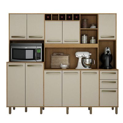 Armário De Cozinha 11 Portas E 02 Gavetas Cinamono/off Wh