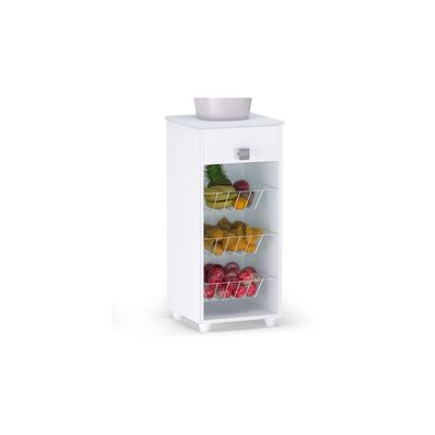 Kit 02 Balcões Fruteira Com 01 Gaveta Para Cozinha Clarice Branco