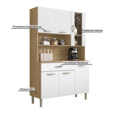 Armário De Cozinha Compacta 6 Portas 1 Gaveta Golden - Freijó-supremo Freijó-supremo