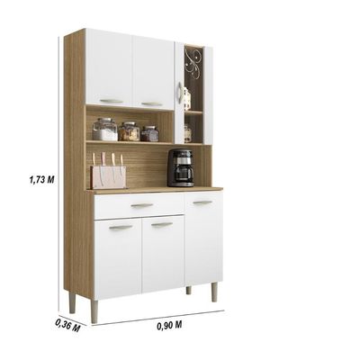 Armário De Cozinha Compacta 6 Portas 1 Gaveta Golden - Freijó-supremo Freijó-supremo