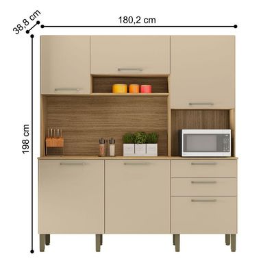 Armário De Cozinha Com 5 Portas Alicante Freijó Vanilla