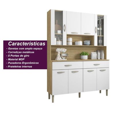 Armário De Cozinha Compacta 8 Portas 2 Gavetas Golden - Freijó-supremo Freijó-supremo