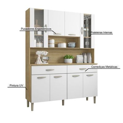 Armário De Cozinha Compacta 8 Portas 2 Gavetas Golden - Freijó-supremo Freijó-supremo