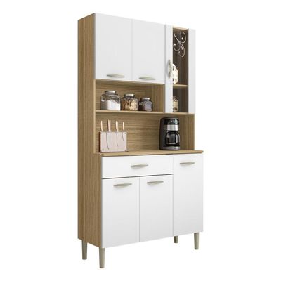 Armário De Cozinha Compacta 6 Portas 1 Gaveta Golden - Freijó-supremo