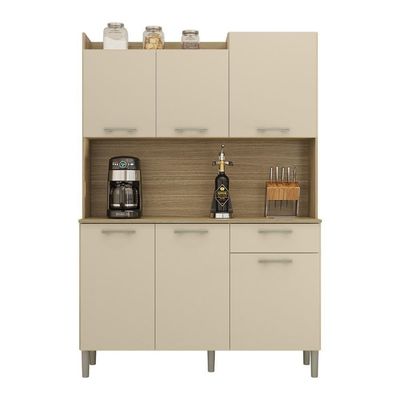 Armário De Cozinha Compacta 6 Portas 1 Gaveta Gênova - Freijó-vanilla Freijó-vanilla