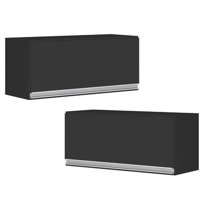 Kit 02 Armários Aéreo Multiuso 60Cm 100% Mdf Preto