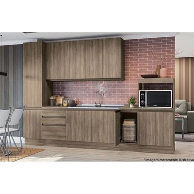 Armário Aéreo p/ Cozinha Maxxi G766 3 Portas 120cm Canela - Kappesberg