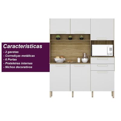 Armario De Cozinha Compacta 6 Portas 2 Gavetas Montesa Freijó supremo