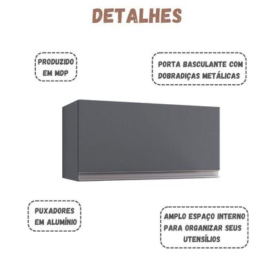 Armário Aéreo Geladeira Andréia 60 Cm Cinza Ajl